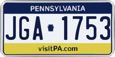 PA license plate JGA1753