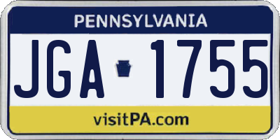 PA license plate JGA1755