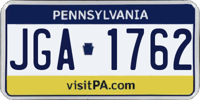 PA license plate JGA1762
