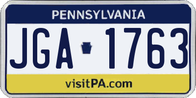 PA license plate JGA1763