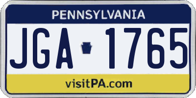 PA license plate JGA1765