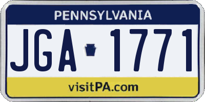 PA license plate JGA1771
