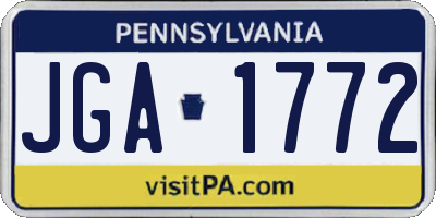 PA license plate JGA1772