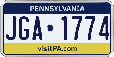 PA license plate JGA1774