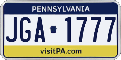 PA license plate JGA1777
