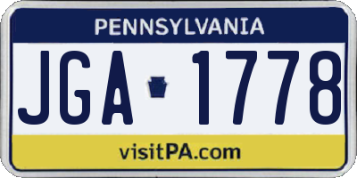 PA license plate JGA1778