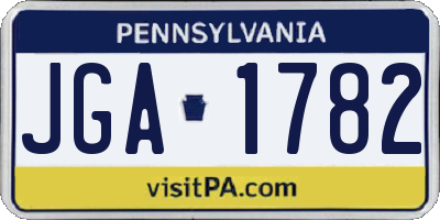 PA license plate JGA1782