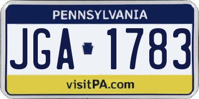 PA license plate JGA1783