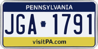 PA license plate JGA1791