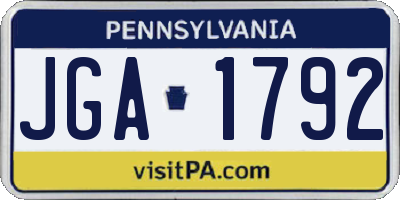 PA license plate JGA1792