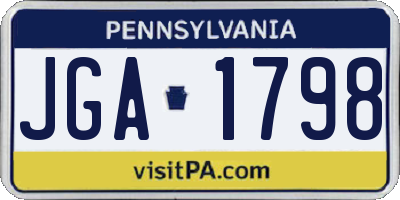 PA license plate JGA1798