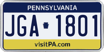 PA license plate JGA1801