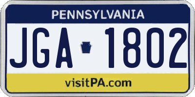 PA license plate JGA1802