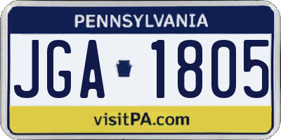 PA license plate JGA1805
