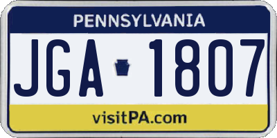 PA license plate JGA1807