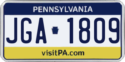 PA license plate JGA1809