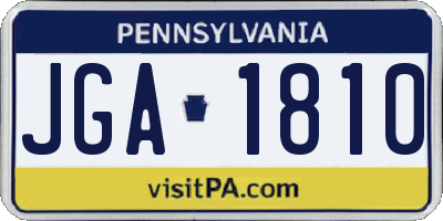 PA license plate JGA1810