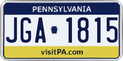 PA license plate JGA1815