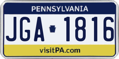PA license plate JGA1816