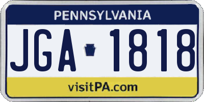 PA license plate JGA1818