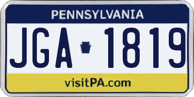 PA license plate JGA1819