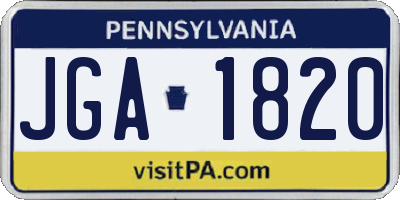 PA license plate JGA1820