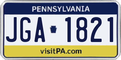 PA license plate JGA1821