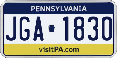 PA license plate JGA1830
