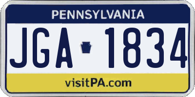 PA license plate JGA1834