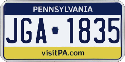 PA license plate JGA1835