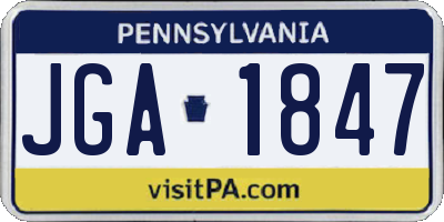PA license plate JGA1847