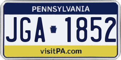 PA license plate JGA1852