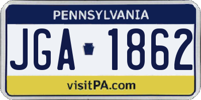 PA license plate JGA1862