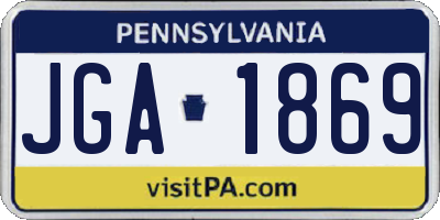 PA license plate JGA1869
