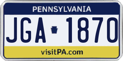 PA license plate JGA1870