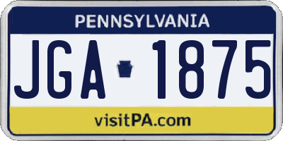PA license plate JGA1875