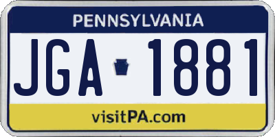 PA license plate JGA1881