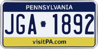PA license plate JGA1892