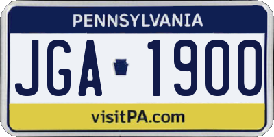 PA license plate JGA1900