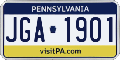 PA license plate JGA1901