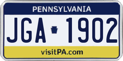 PA license plate JGA1902