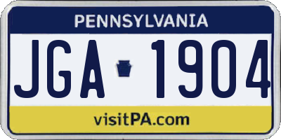 PA license plate JGA1904
