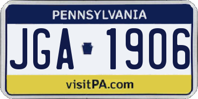 PA license plate JGA1906