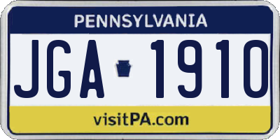 PA license plate JGA1910