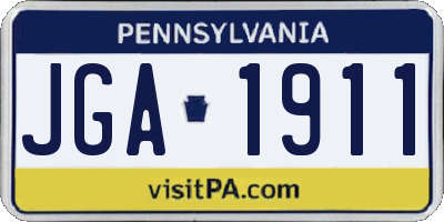 PA license plate JGA1911