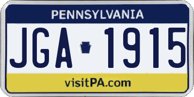 PA license plate JGA1915