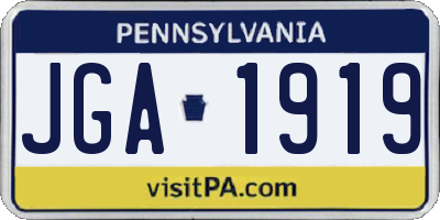 PA license plate JGA1919