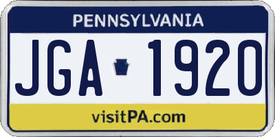 PA license plate JGA1920