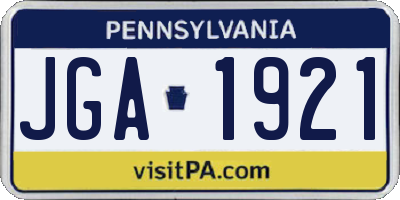PA license plate JGA1921