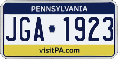 PA license plate JGA1923